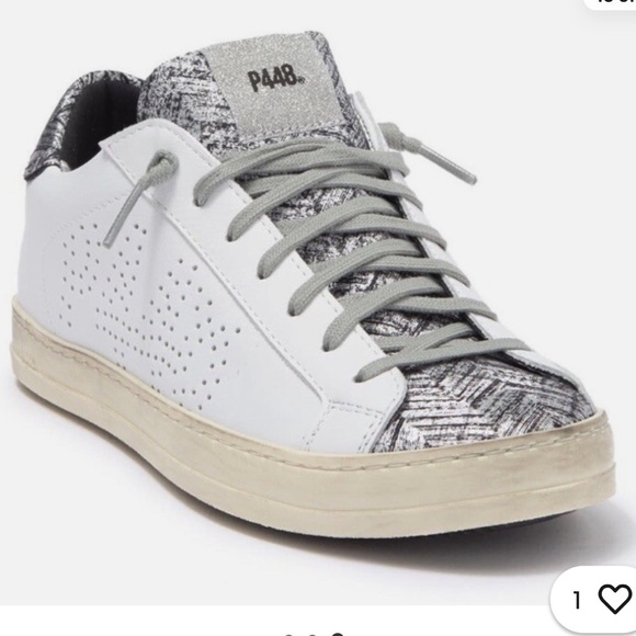 P448 Absract Print Sneakers - White and Black-Size 38 Euro, Size 8 US - Picture 1 of 14